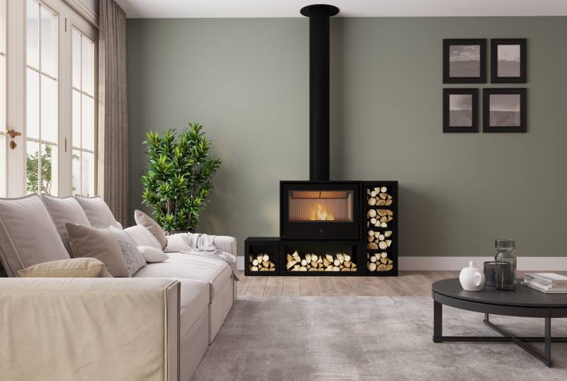 Les poêles à bois Seguin Gamme I, avec finition béton, acier ou verre sérigraphié, allient design moderne et confort thermique à Rive-de-Gier