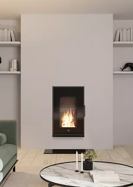 Poêle à bois Seguin Ogar mural, fixation innovante, design épuré, foyer étanche  moderne à Vienne 38