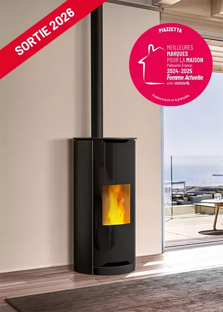 Poêle à granulés SEGUIN P910T, équipé SWEET AIR et Mode Silence, 6 kW, distribution homogène de chaleur et façade vitrée élégante